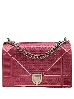 Christian Dior Diorama Rose Metallic Embossed Leather Crossbody Bag